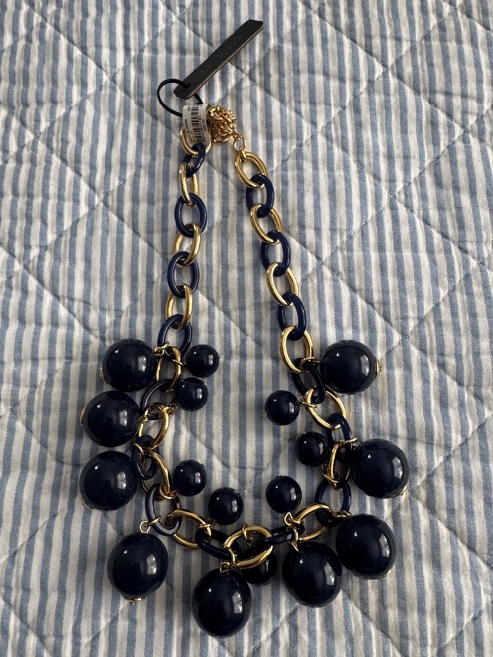J. Crew Navy & Gold Chunky Bead Chain Necklace